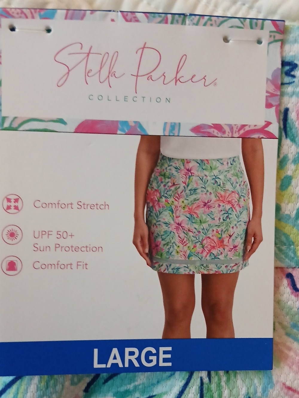 NWT Stella Parker Floral Stretch Skort W Sheer Band On Hem Sz Large